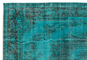 Turquoise Over Dyed Vintage Rug 5'10'' x 8'8'' ft 178 x 265 cm