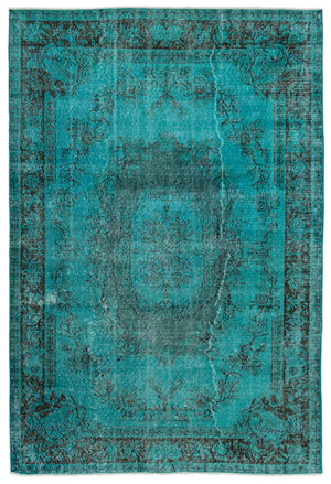 Turquoise Over Dyed Vintage Rug 5'10'' x 8'8'' ft 178 x 265 cm