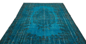 Turquoise Over Dyed Vintage Rug 6'6'' x 10'9'' ft 199 x 328 cm