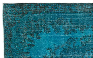 Turquoise Over Dyed Vintage Rug 6'6'' x 10'9'' ft 199 x 328 cm