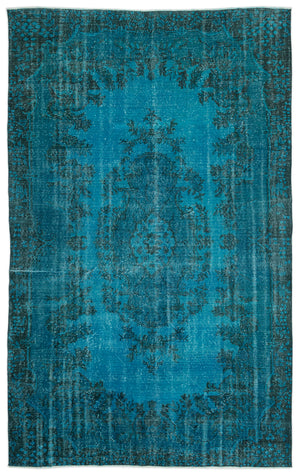 Turquoise Over Dyed Vintage Rug 6'6'' x 10'9'' ft 199 x 328 cm