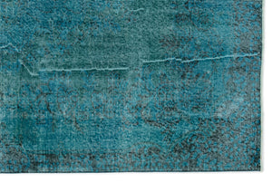 Turquoise  Over Dyed Vintage Rug 5'7'' x 8'7'' ft 169 x 262 cm