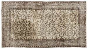Beige Over Dyed Vintage Rug 3'10'' x 6'10'' ft 116 x 208 cm