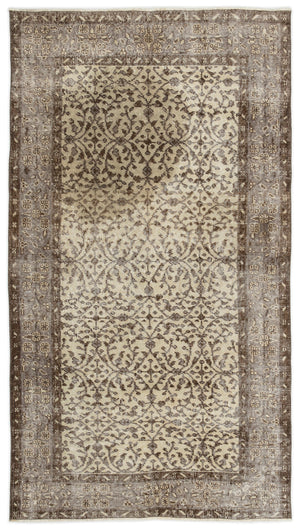 Beige Over Dyed Vintage Rug 3'10'' x 6'10'' ft 116 x 208 cm