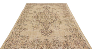 Beige Over Dyed Vintage Rug 5'8'' x 9'4'' ft 173 x 285 cm