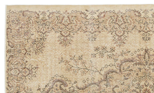 Beige Over Dyed Vintage Rug 5'8'' x 9'4'' ft 173 x 285 cm