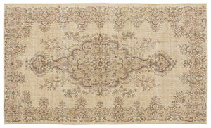 Beige Over Dyed Vintage Rug 5'8'' x 9'4'' ft 173 x 285 cm