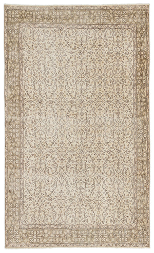 Beige Over Dyed Vintage Rug 5'2'' x 8'7'' ft 157 x 262 cm