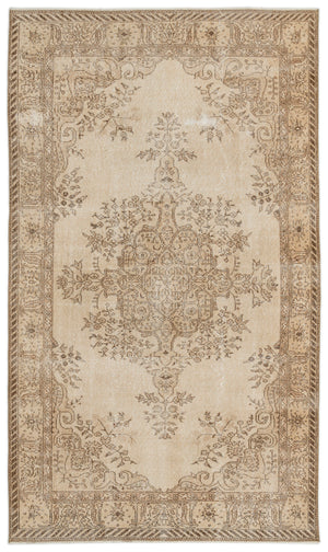 Beige Over Dyed Vintage Rug 5'7'' x 9'6'' ft 170 x 290 cm