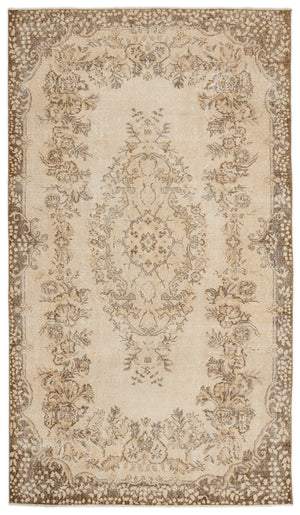 Beige Over Dyed Vintage Rug 5'6'' x 9'6'' ft 168 x 290 cm