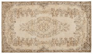 Beige Over Dyed Vintage Rug 5'6'' x 9'6'' ft 168 x 290 cm