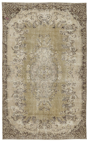 Beige Over Dyed Vintage Rug 5'6'' x 8'8'' ft 167 x 263 cm