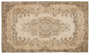 Beige Over Dyed Vintage Rug 5'7'' x 9'5'' ft 170 x 288 cm