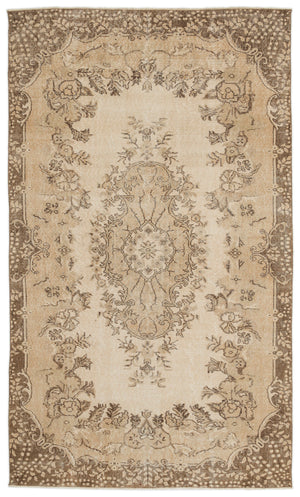 Beige Over Dyed Vintage Rug 5'7'' x 9'5'' ft 170 x 288 cm