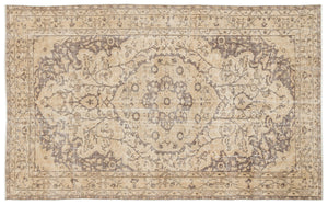 Beige Over Dyed Vintage Rug 5'3'' x 8'11'' ft 159 x 271 cm