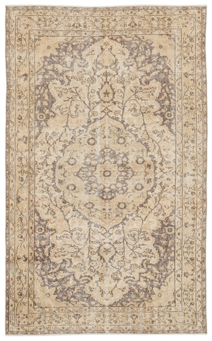 Beige Over Dyed Vintage Rug 5'3'' x 8'11'' ft 159 x 271 cm