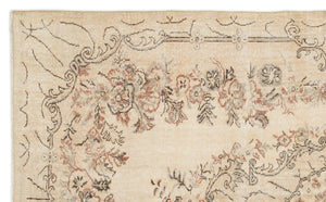 Beige Over Dyed Vintage Rug 5'11'' x 9'6'' ft 180 x 290 cm