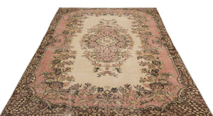 Beige Over Dyed Vintage Rug 5'9'' x 9'7'' ft 175 x 291 cm