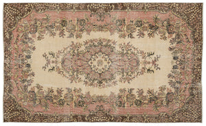 Beige Over Dyed Vintage Rug 5'9'' x 9'7'' ft 175 x 291 cm