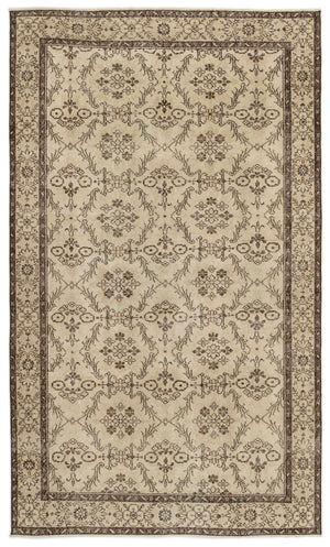 Beige Over Dyed Vintage Rug 5'5'' x 8'10'' ft 165 x 268 cm