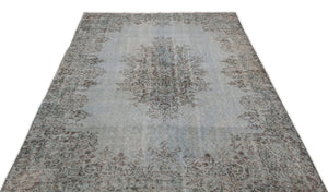 Blue Over Dyed Vintage Rug 5'6'' x 9'6'' ft 168 x 290 cm