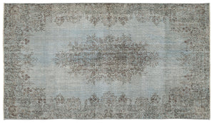 Blue Over Dyed Vintage Rug 5'6'' x 9'6'' ft 168 x 290 cm