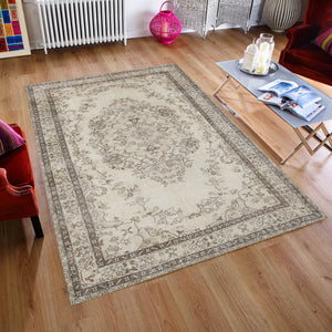 Beige Over Dyed Rug I Traditional Design Rug | Turkish Rug | Hand Weaving Rug | Bedroom Rug | Wool Rug | Vintage Rug | Tumbled Rug | Naturel Rug | Boho Rug I 6'1'' x 10'1'' ft 186 x 308 cm