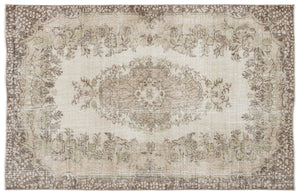 Beige Over Dyed Vintage Rug 5'7'' x 8'6'' ft 169 x 258 cm