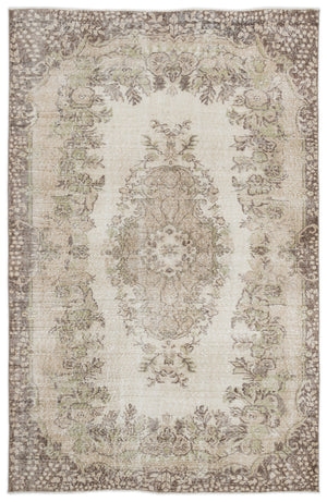 Beige Over Dyed Vintage Rug 5'7'' x 8'6'' ft 169 x 258 cm