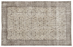 Beige Over Dyed Vintage Rug 5'11'' x 9'2'' ft 180 x 280 cm