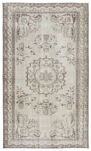 Beige Over Dyed Vintage Rug 5'11'' x 9'9'' ft 180 x 297 cm