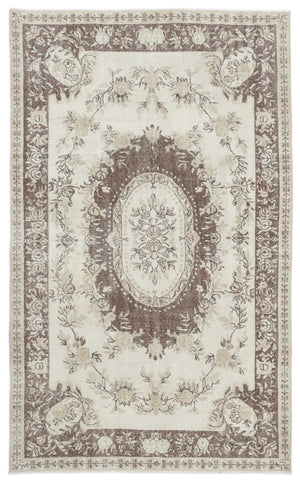 Beige Over Dyed Vintage Rug 5'6'' x 8'11'' ft 167 x 273 cm