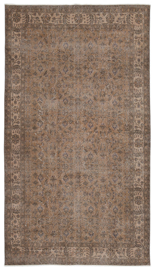 Brown Over Dyed Vintage Rug 5'5'' x 9'5'' ft 164 x 288 cm