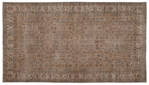 Brown Over Dyed Vintage Rug 5'5'' x 9'5'' ft 164 x 288 cm