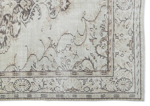 Beige Over Dyed Vintage Rug 6'0'' x 8'8'' ft 183 x 263 cm