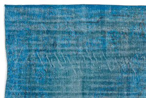 Turquoise Over Dyed Vintage Rug 5'9'' x 8'8'' ft 176 x 263 cm