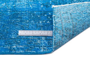 Turquoise Over Dyed Vintage Rug 7'1'' x 10'6'' ft 216 x 320 cm