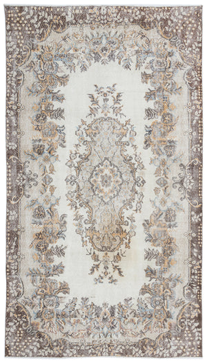 Beige Over Dyed Vintage Rug 5'6'' x 9'7'' ft 168 x 292 cm