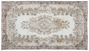 Beige Over Dyed Vintage Rug 5'6'' x 9'7'' ft 168 x 292 cm