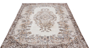 Beige Over Dyed Vintage Rug 5'6'' x 9'7'' ft 168 x 292 cm