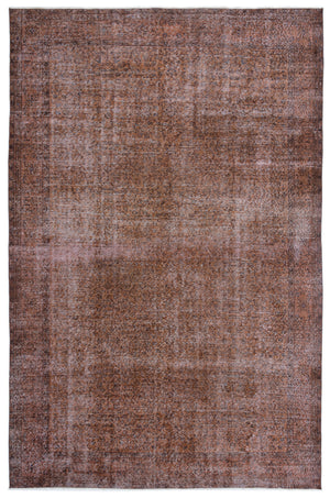 Brown Over Dyed Vintage Rug 6'8'' x 10'4'' ft 202 x 316 cm