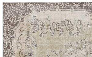 Beige Over Dyed Vintage Rug 5'8'' x 9'2'' ft 172 x 280 cm