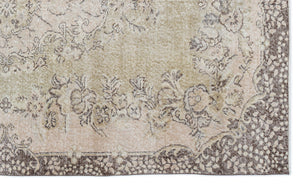 Beige Over Dyed Vintage Rug 5'8'' x 9'2'' ft 172 x 280 cm
