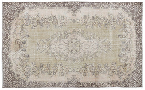 Beige Over Dyed Vintage Rug 5'8'' x 9'2'' ft 172 x 280 cm