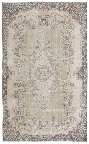 Beige Over Dyed Vintage Rug 5'8'' x 9'2'' ft 172 x 280 cm