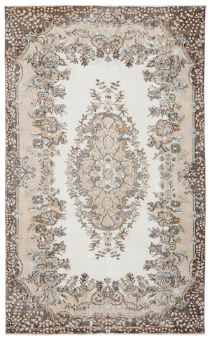Beige Over Dyed Vintage Rug 5'5'' x 8'11'' ft 166 x 271 cm