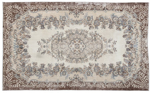 Beige Over Dyed Vintage Rug 5'9'' x 9'6'' ft 175 x 290 cm