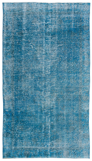 Turquoise Over Dyed Vintage Rug 5'5'' x 9'9'' ft 165 x 298 cm