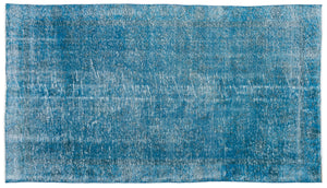 Turquoise Over Dyed Vintage Rug 5'5'' x 9'9'' ft 165 x 298 cm