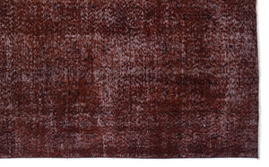 Brown Over Dyed Vintage Rug 5'7'' x 9'2'' ft 171 x 280 cm